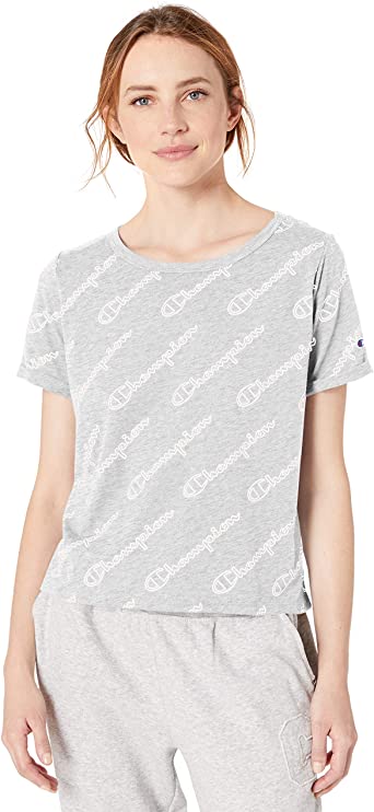 Champion Womens Vintage Dye All-Over Print Heritage Tee Color Oxford Grey