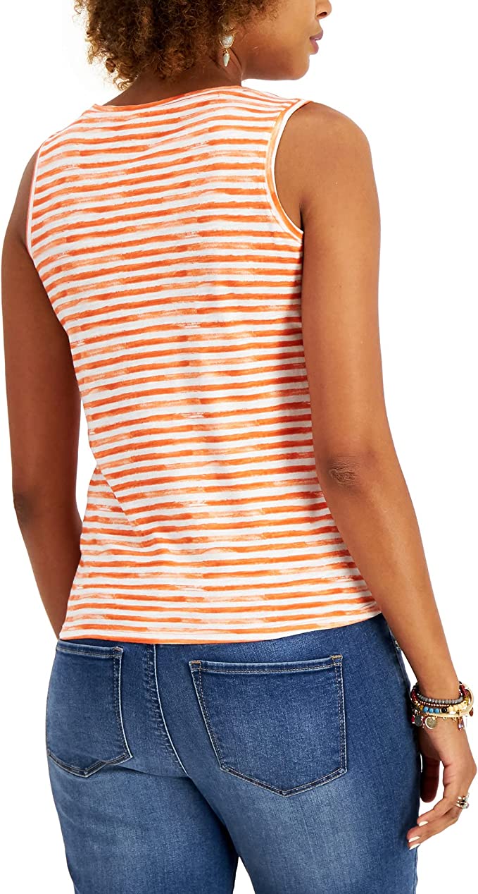 Style & Co Womens Henley Tie-Front Tank Top,Coral,X-Large