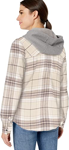 Columbia Womens Canyon Point Ii Cotton Flannel Plaid Hoodie Shirt