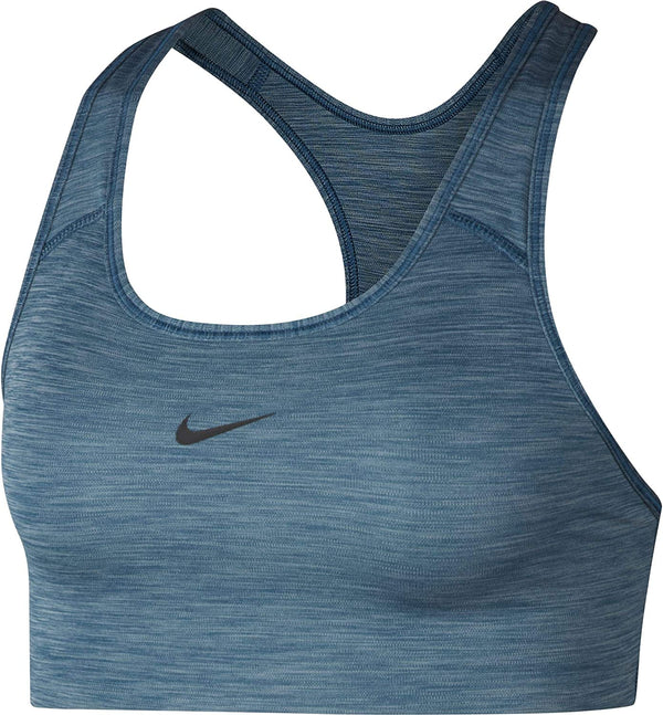 Nike Womens Swoosh Dri-Fit Racerback Sports Bra,Valerian Blue/Pure/Black,X-Small