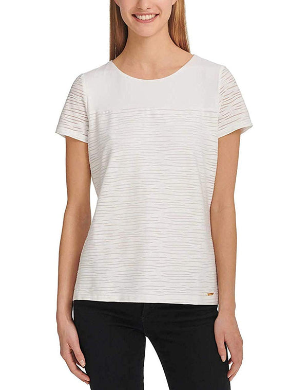 Calvin Klein Womens Stretch Textured Relaxed Fit Tee