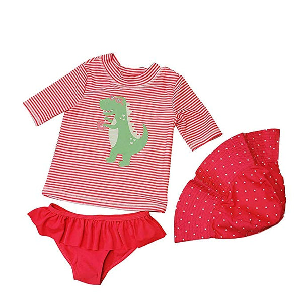 allbrand365 Designer Little Kid Girls Rash Guard Swimsuit 3 Piece Set