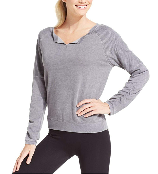 Calvin Klein Womens Performance Split Neck Distressed Sweatshirt
