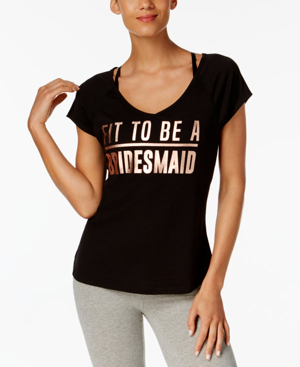Ideology Womens Bridesmaid Fitness Yoga Slogan T-Shirt