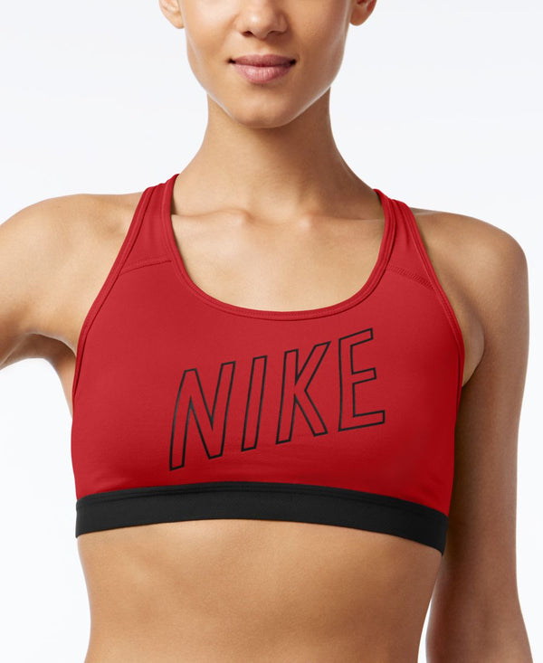 Nike Womens Pro Classic Padded Logo Dri-Fit Mid Impact Compression Sports Bra