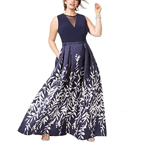Morgan Womens Trendy Plus Size Printed A Line Gown