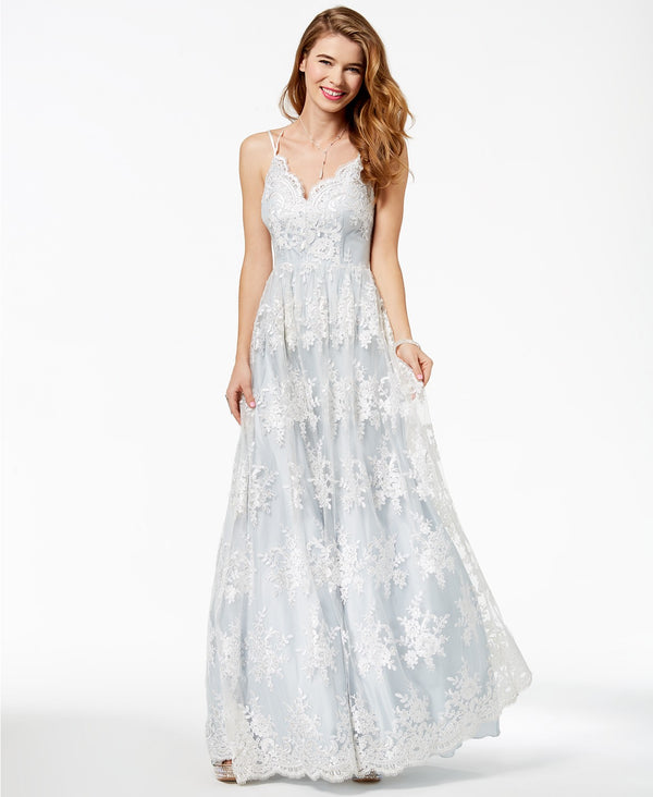Say Yes to the Prom Junior Girls Embroidered Lace Gown
