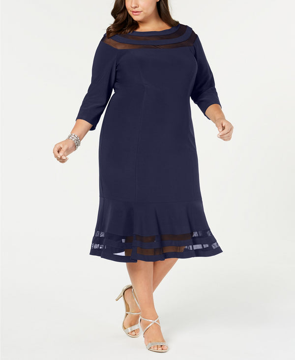 Xscape Plus Size Womens Illusion-Inset Dress