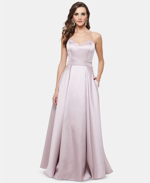 Xscape Womens Bow-Back Satin Gown