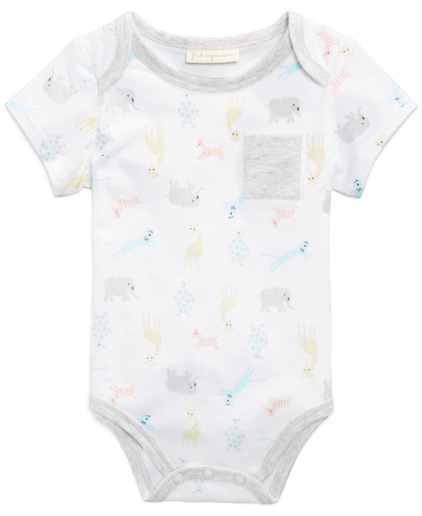 First Impressions Infant Boys Zoo Print Pocket Bodysuit