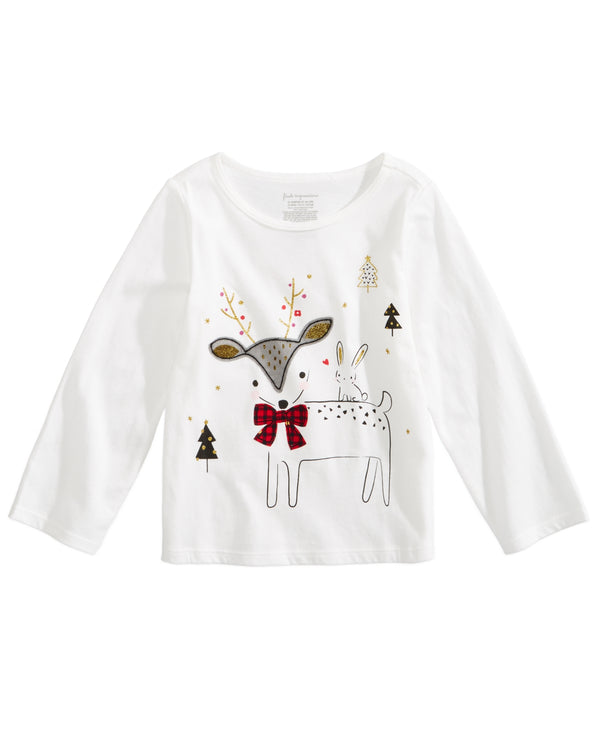 First Impressions Infant Girls Deer Print Cotton T-Shirt