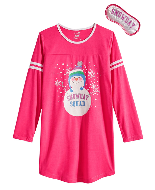Max & Olivia Big Kid Girls Santa Nightgown & Eye Shade 2 Piece Set