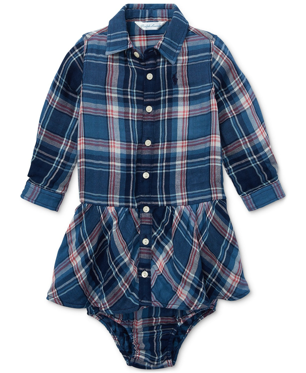 Ralph Lauren Infant Girls Plaid Cotton Shirt Dress With Underwear