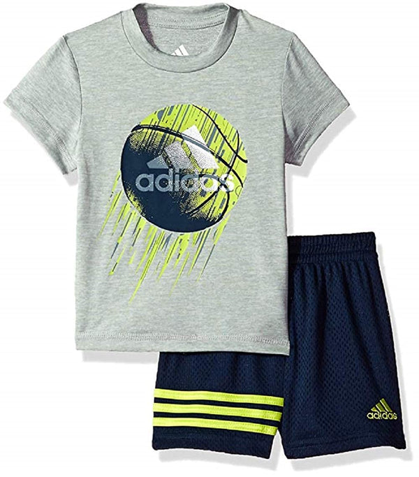 Adidas Toddler Boys Short Sleeve Athletic T-Shirt And Shorts 2 Piece Set