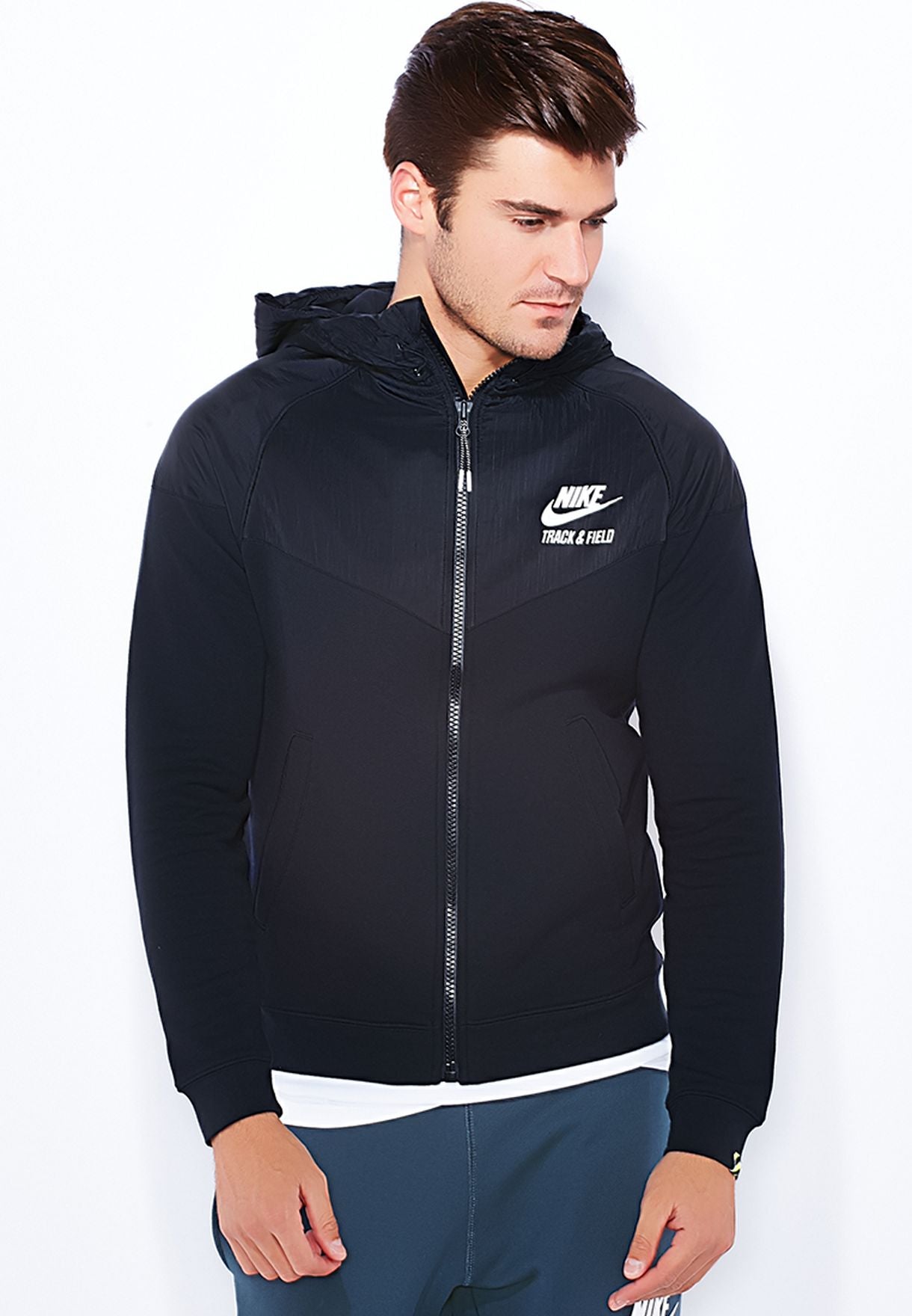 Nike Mens Track And Field Woven Full-Zip Hooded Jacket