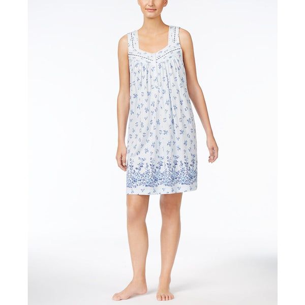 Charter Club Womens Pleated Printed Cotton Nightgown