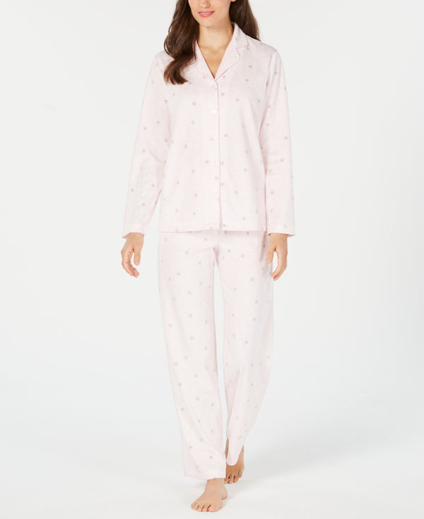 Charter Club Womens Printed Fleece Pajama Set 2 Piece