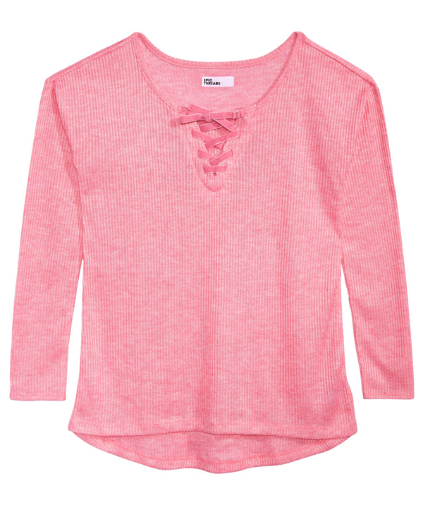 Epic Threads Big Kid Girls Lace Up Sweater Knit Top Pink Carnation X-Large