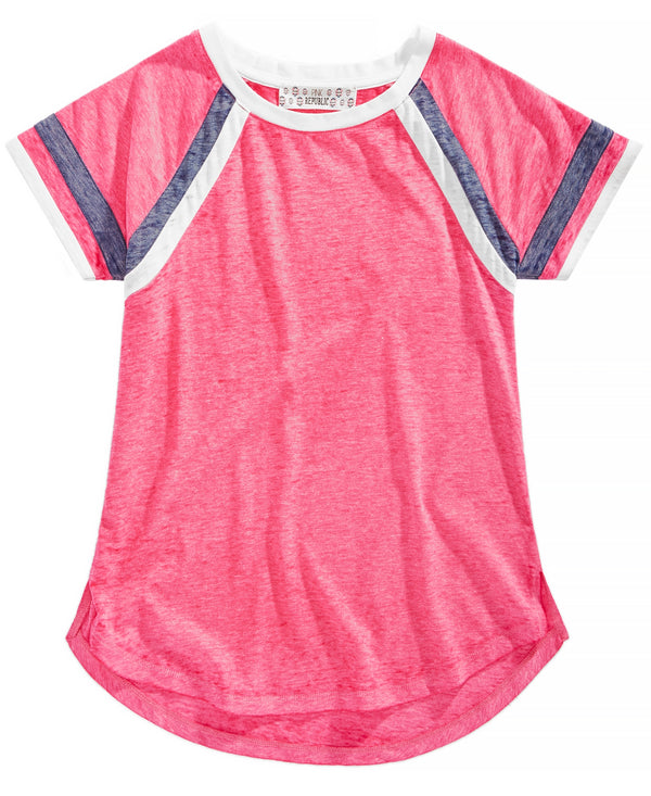 Pink Republic Big Kid Girls Striped Sleeve Raglan T-Shirt