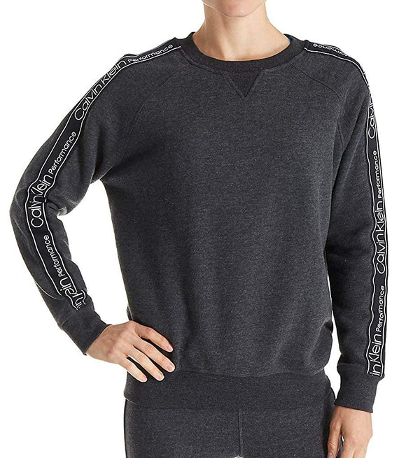 Calvin Klein Womens Performance Raglan Logo Sleeve Fleece Sweatshirt