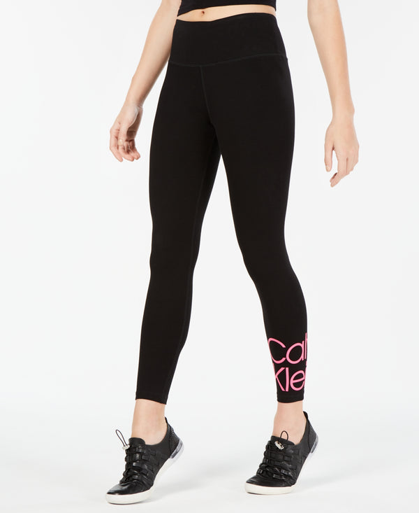 Calvin Klein Womens Stacked Logo High Rise Leggings