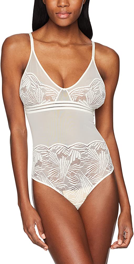 Calvin Klein Womens Perfectly Fit Mesh And Lace Bodysuit