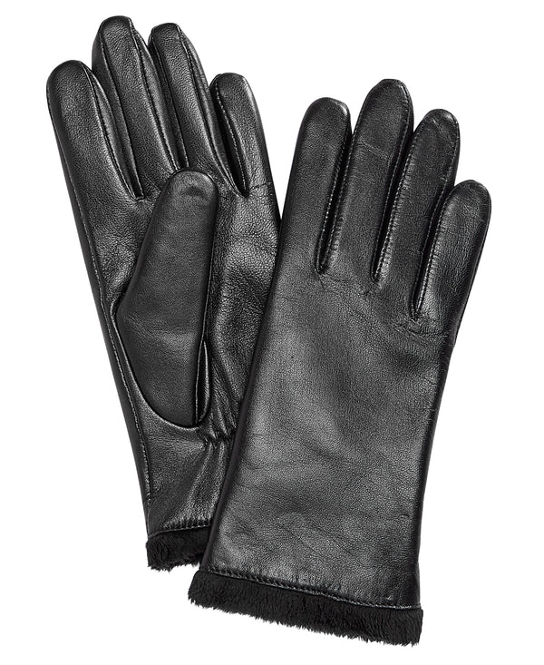 Charter Club Womens Micro Faux Fur Lined Leather Tech Gloves
