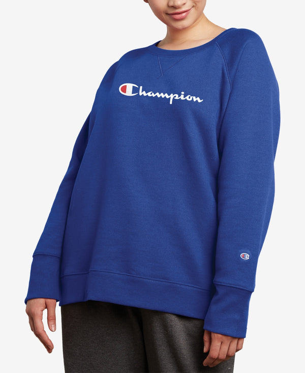 Champion Womens Plus Size Powerblend Fleece Boyfriend Logo Sweatshirt