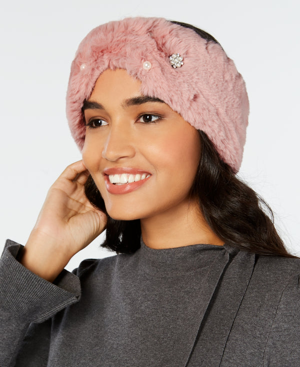 Inc International Concepts Womens Embellished Faux Fur Headband