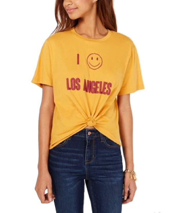 Rebellious One Juniors Los Angeles Tie Front Graphic T-Shirt