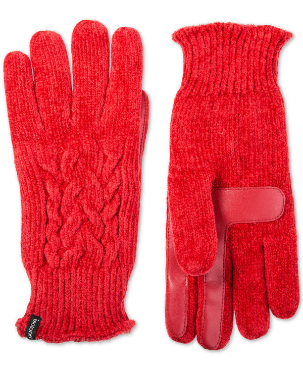 Isotoner Womens Touchscreen Chenille Cable-Knit Gloves