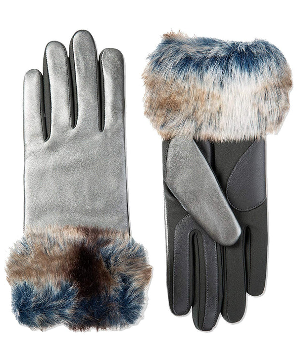 Isotoner Womens Sleekheat Stretch Touchscreen With Faux-Fur Cuff Gloves