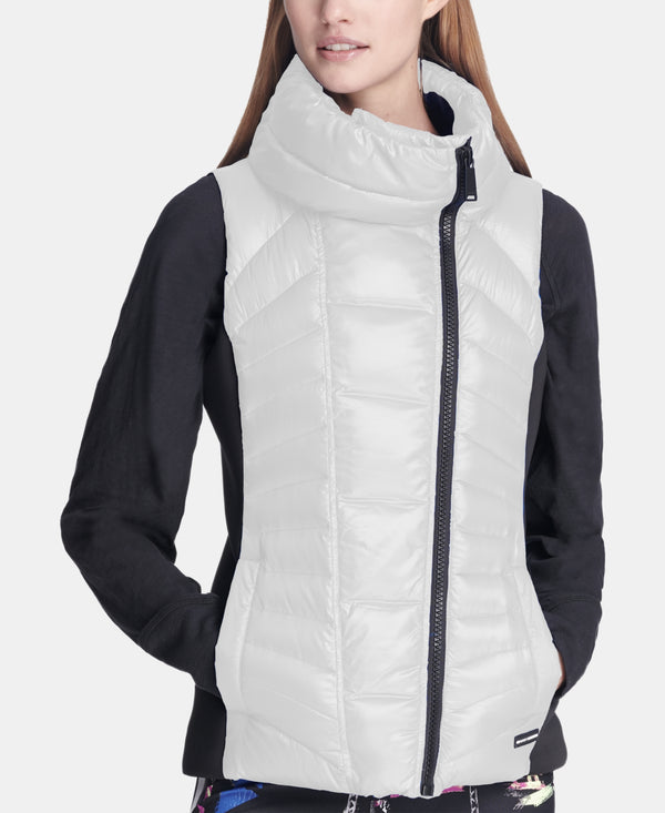 DKNY Womens Asymmetrical Zip Vest