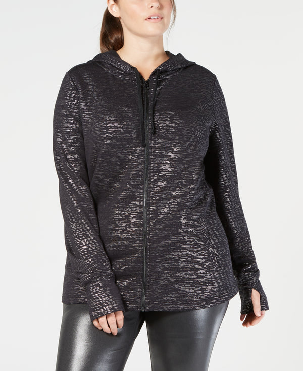 Ideology Womens Plus Size Zip front Active Hoodie