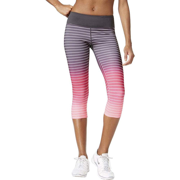 Ideology Womens Performance Dip-Dyed Striped Cropped Leggings