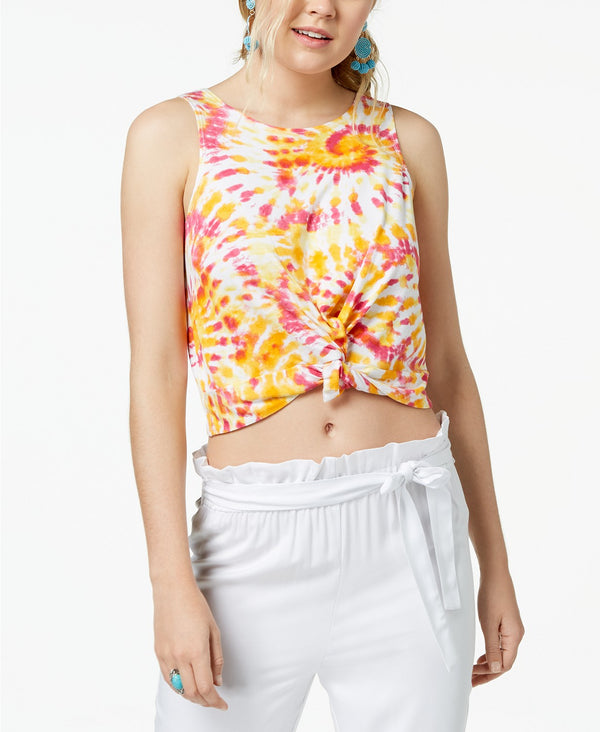 The Edit By Seventeen Juniors Printed Knot Front Cropped Tank Top