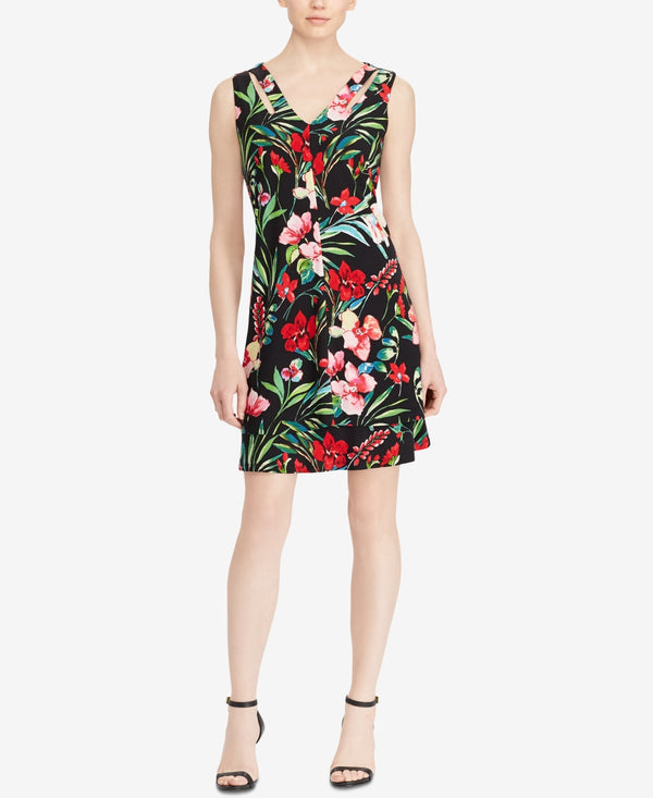 American Living Womens Floral Print Fit And Flare Dress