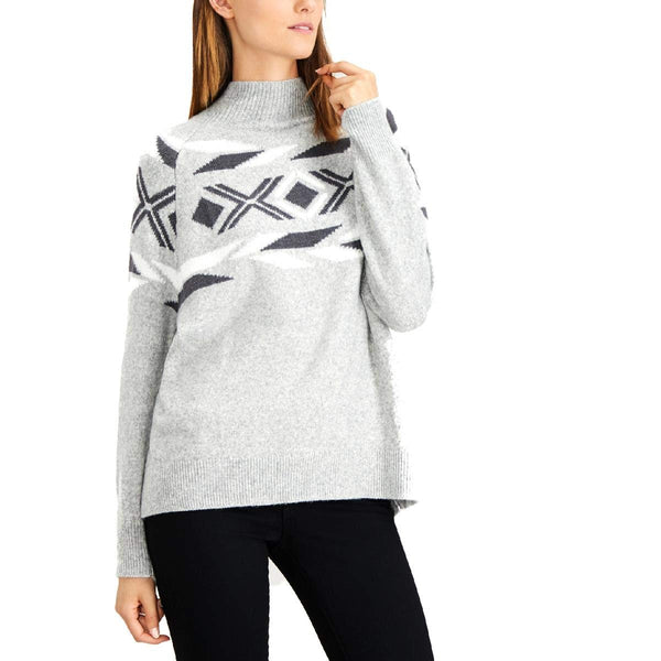 Calvin Klein Womens Placed Pattern Mock Neck Sweater