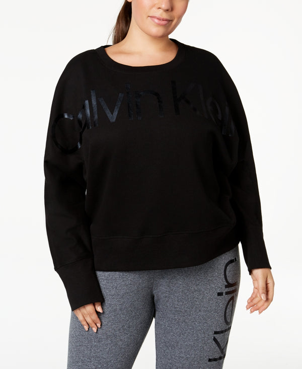 Calvin Klein Womens Relaxed Logo Fleece Sweatshirt