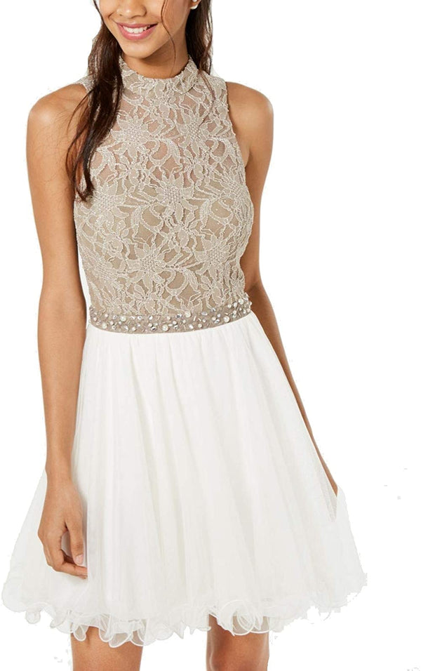 City Studios Juniors Lace and Tulle Fit Dress