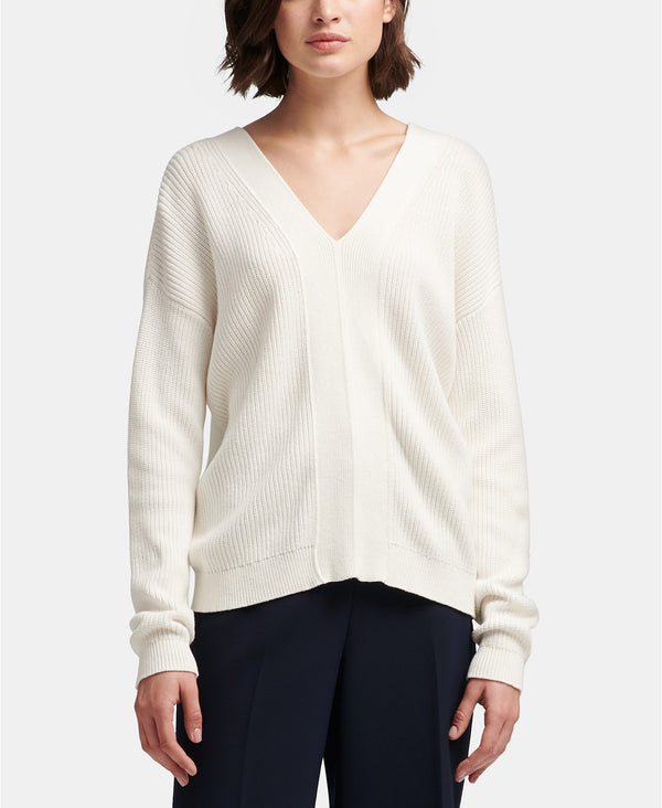 DKNY Womens Cotton Lace Up Sweater