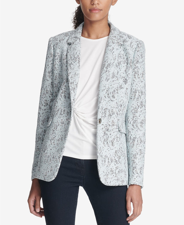 DKNY Womens Bonded Lace One Button Coat
