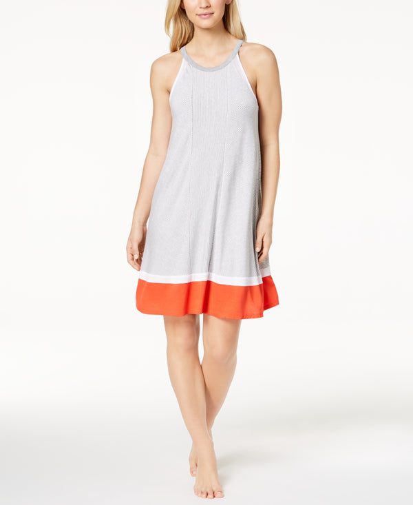 DKNY Womens Sleeveless Contrast Trim Nightgown