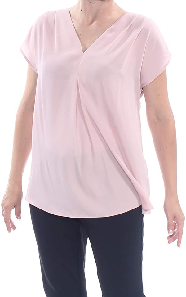 INC International Concepts Womens Inverted-Pleat V-Neck Top