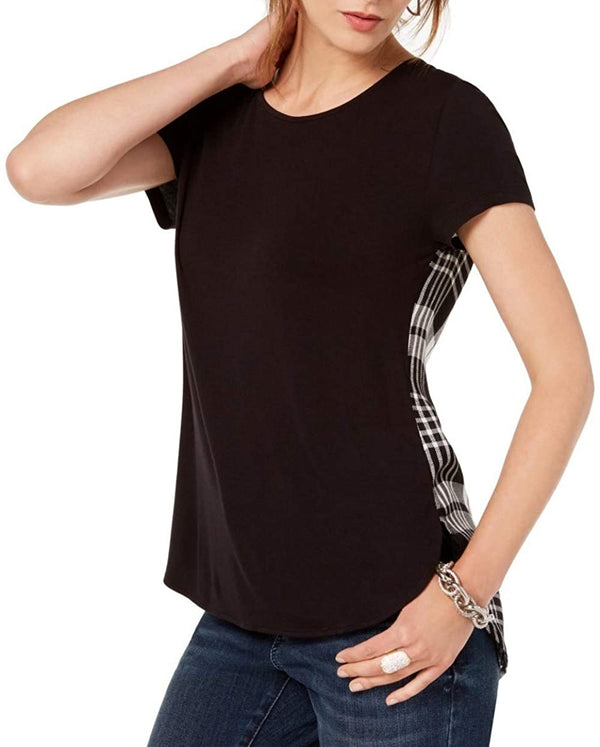 INC International Concepts Womens Plaid Contrast T-Shirt