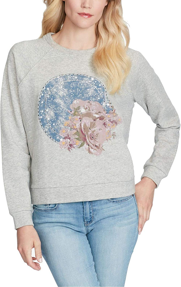 Jessica Simpson Juniors Kera Embellished Graphic Cropped Sweatshirt