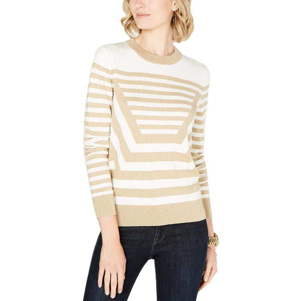 MICHAEL Michael Kors Womens Shimmer Stripe Sweater
