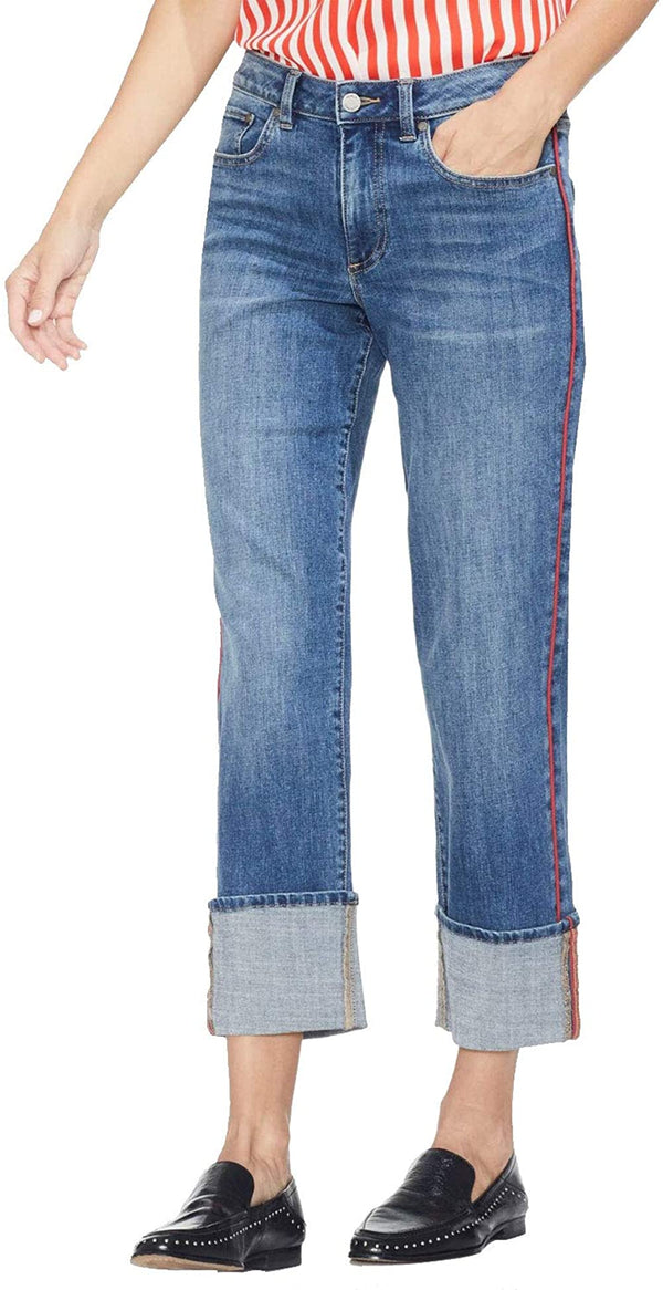 Vince Camuto Womens Cuffed Straight Leg Jeans