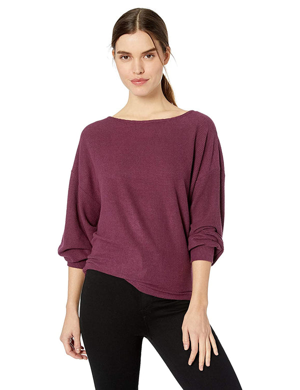 Lucky Brand Womens Ribbed Dolman Sweater
