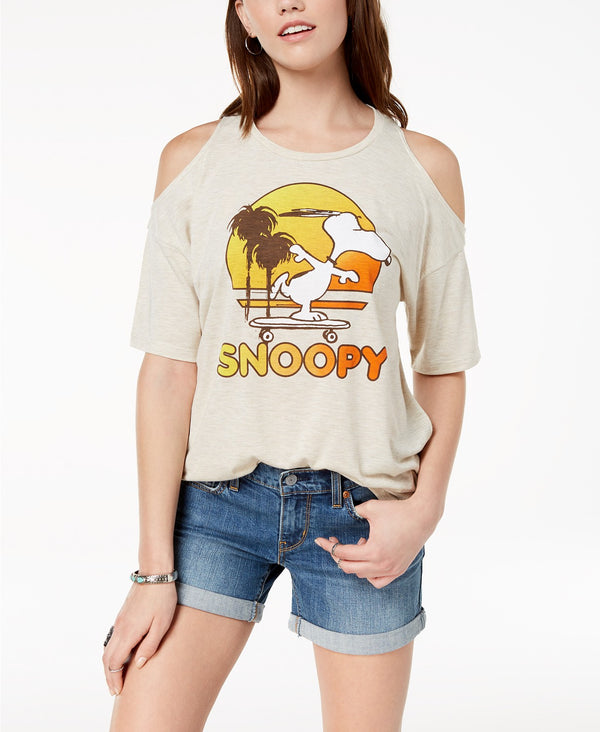 Mighty Fine Juniors Cold Shoulder Snoopy Graphic T-Shirt